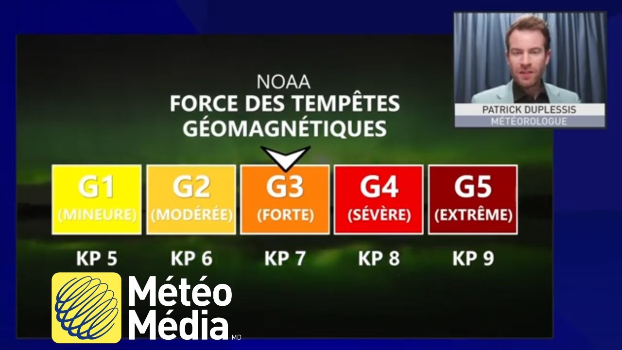 Probabilités d'aurores boréales la nuit prochaine, là où les conditions le permettront.
