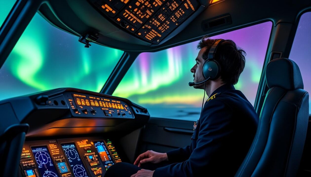 découvrez une nuit exceptionnelle où un pilote capture la beauté des aurores boréales depuis le cockpit de son boeing, offrant un spectacle magique et inoubliable.
